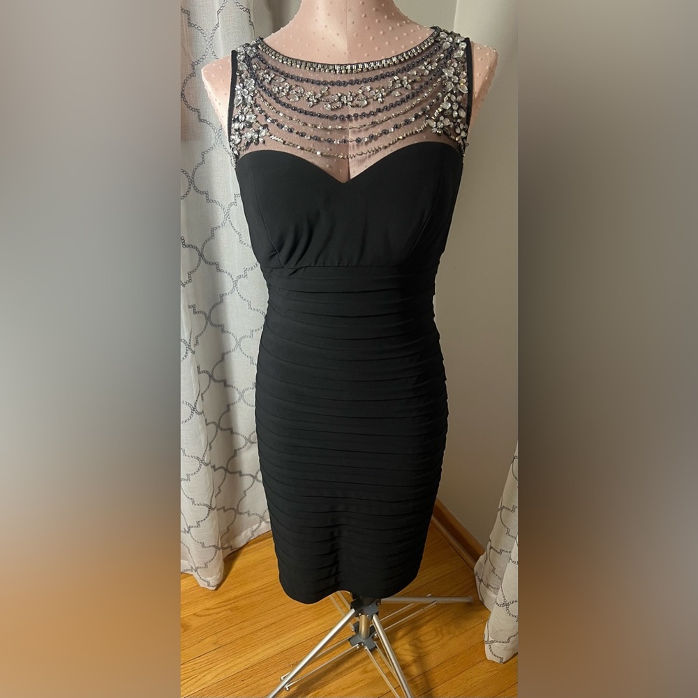 Patra Black Sleeveless Dress with Rhinestones